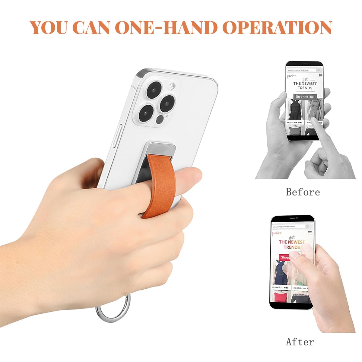 ZORBES Phone Holder for Hand, 2 in 1 Retractable PU Leather Mobile Finger Grip Holder Self-Adhesive Mobile Back Holder Grip for iPhone 11/12/13/14/15 Pro Max/Samsung and Most Smartphones ZORBES Phone Holder for Hand, 2 in 1 Retractable PU Leather Mobile Finger Grip Holder Self-Adhesive Mobile Back Holder Grip for iPhone 11/12/13/14/15 Pro Max/Samsung and Most Smartphones